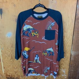 Dark Seas 3/4 sleeve raglan pocket tee